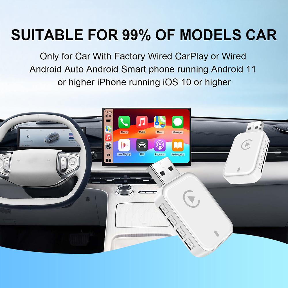 2025 New Wireless Android Auto Adapter Wired to Wireless Carplay Smart Box USB Plug and Play Online Upgrade WiFi Auto Connection