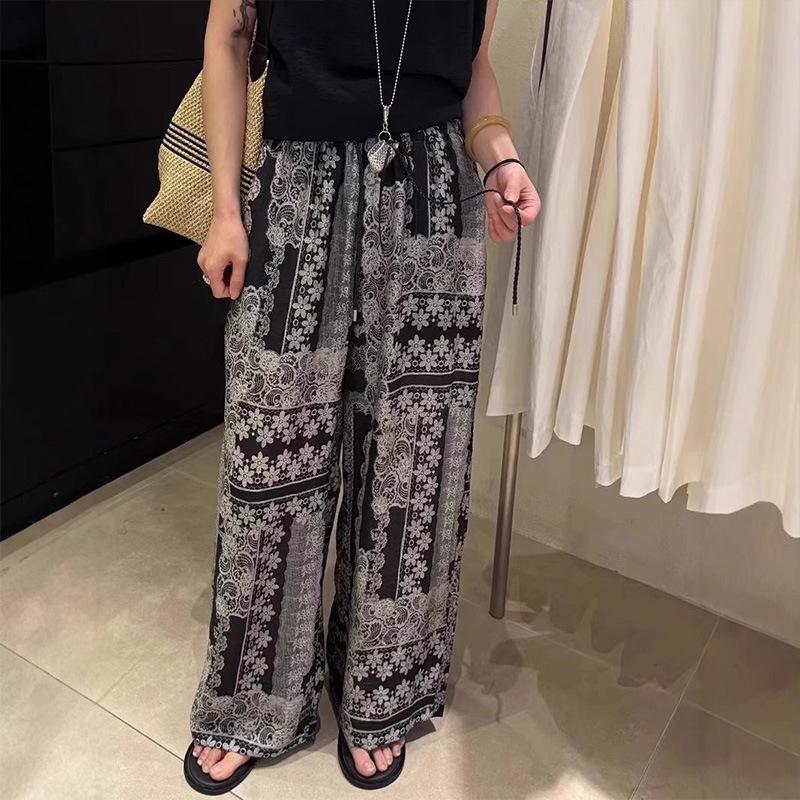 Women's Summer 2026 Sun Protection Wide-Leg Printed Pants - Slimming, Casual, and Versatile Long Style