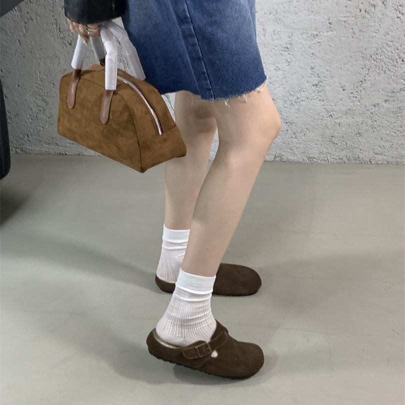 2025 autumn and winter new thick-soled bag head half slippers women's wear fashion one-pedal lazy shoes