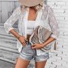 Spring Women's Elegant Lace Cardigan Top with Three-Quarter Sleeves