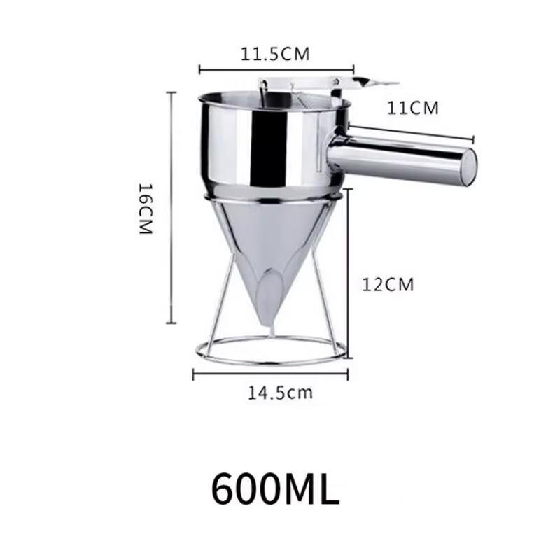 600ML 1200ML Oil Bucket With Holder Stainless Steel Funnel Dispenser Cupcake Pancake Batter Octopus Ball Kitchen Baking Tools