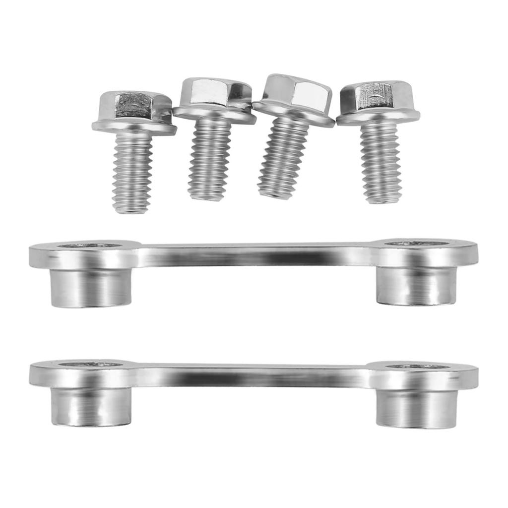 Pair Metal Silver Exhaust Muffler Dog Bone Nut Plate Fastener Hardware Kit for Motorcycle