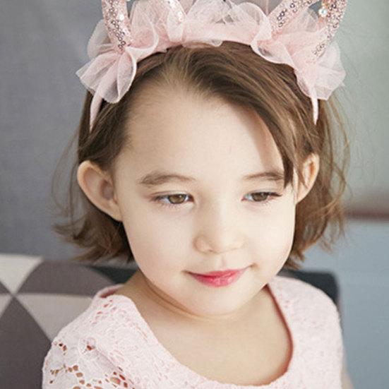 Girls Cute Cat Ears Shape Gauze Sequins Headband Hairband Hair Hoop Accessories