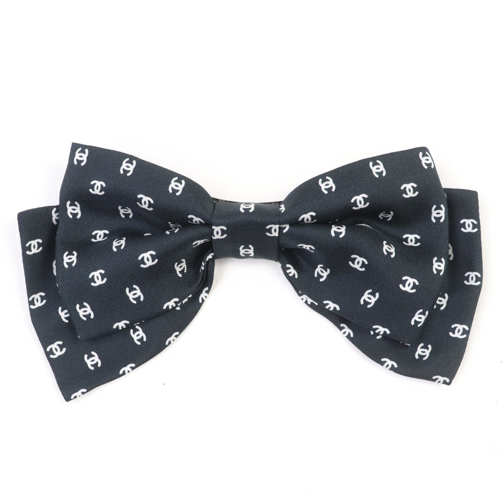 

CHANEL hair accessory COCO Mark Design Ribbon Barrette black silk Women 25P Used