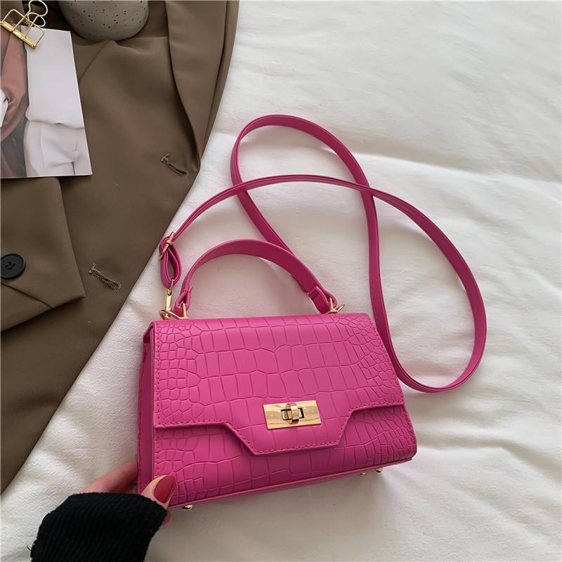 Trendy Small Square Shoulder Bag For Women Fashionable Pu Leather Handbag розовый