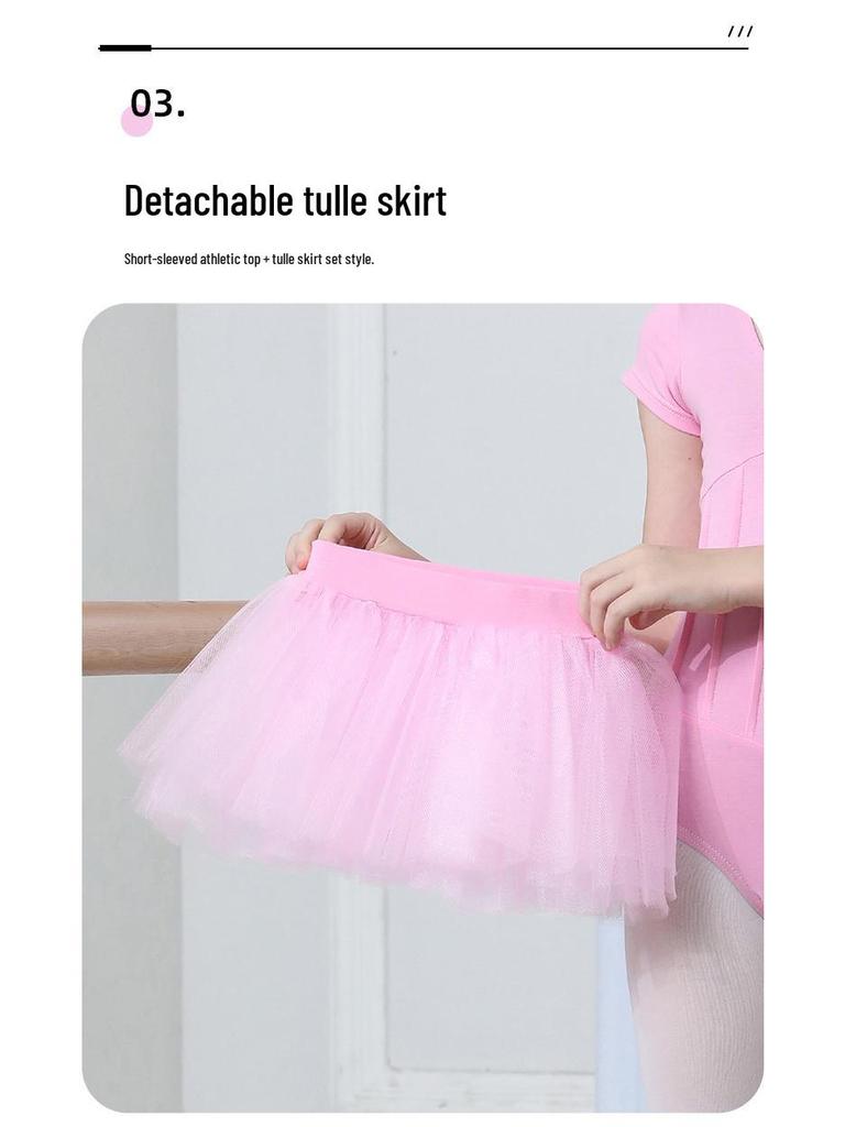 Girls' Red Ballet Shoes & Leotard Set with Tulle Skirt & Snap Crotch - Children's Dance Costume 61163