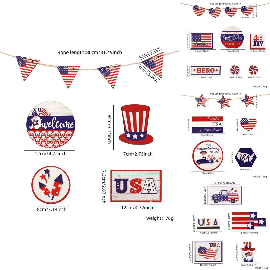 Stylish Independence Day Wooden Tray Sign Table Decoration For Party Atmosphere