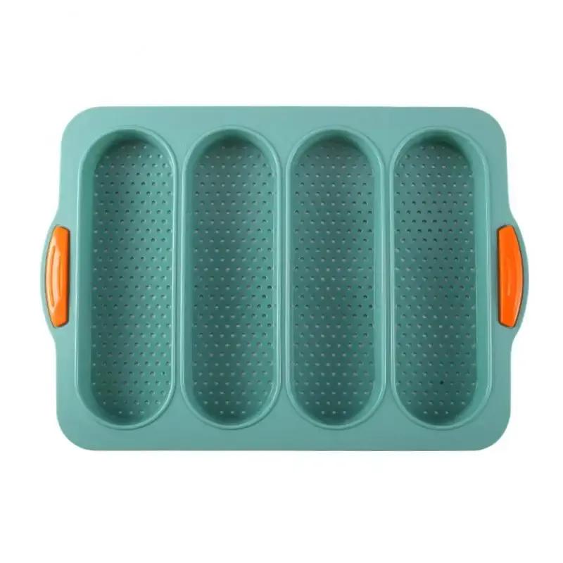 New 4-slot Open Silicone Bread Mold Non-Stick Bread Silicone Mould French Baguette Mold Baking Pans For Kitchen Baking Tool