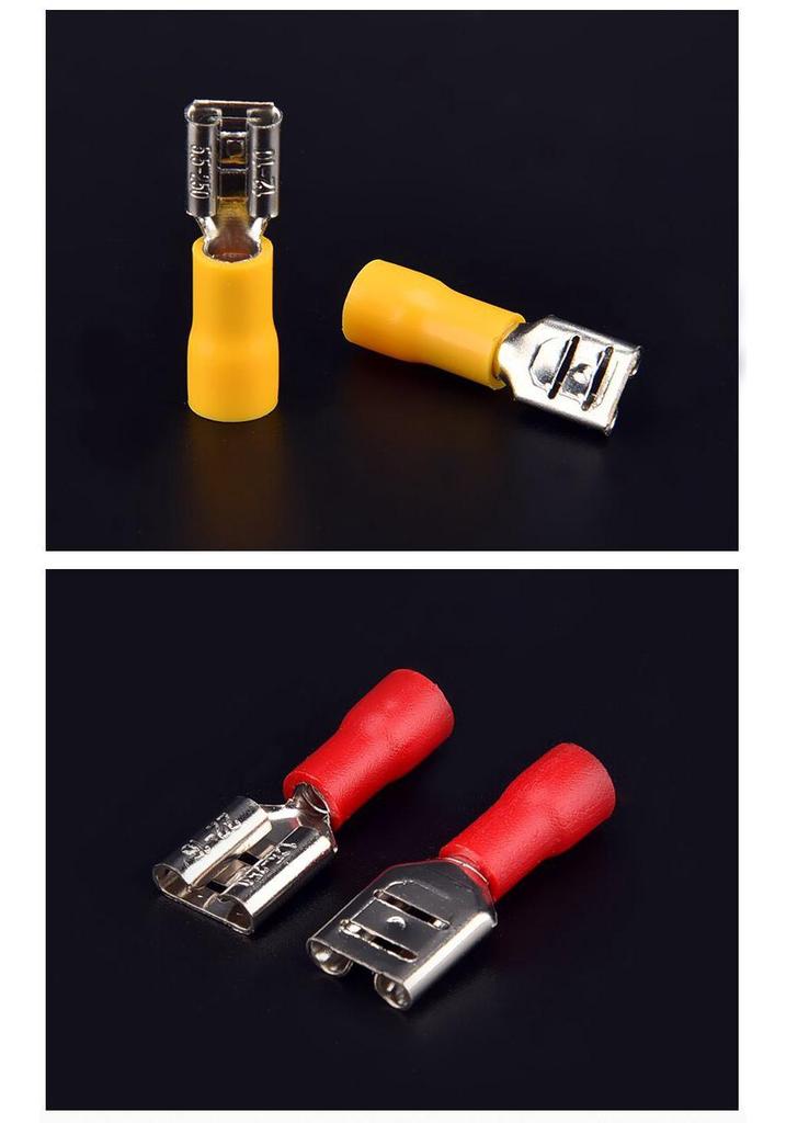 Hao Bo FDD2-187 Pre-insulated 4.8mm Cold Crimp Spade Terminal Lug, Pack of 1000.