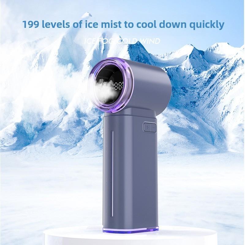 199-Speed Ice Mist Handheld Fan 4000mAh Portable Multifunctional Electric Turbo Fan One-Touch Spray Pocket Fan