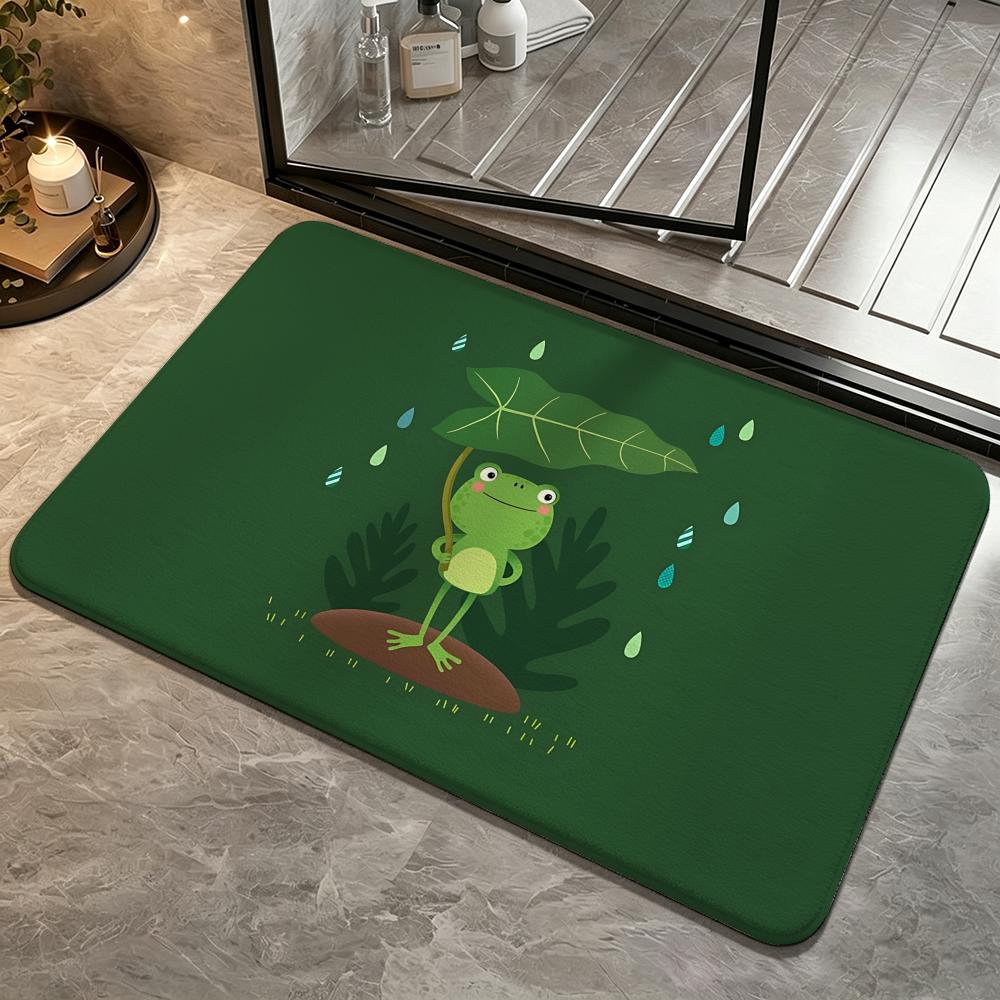 Little Umbrella-Holding Frog Floor Mat Bedroom Carpet, Bathroom Foot Mat, Doormat, Non-Slip Absorbent Multi-Use
