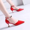 Women High-heeled Sandals Fashion Pointed Toe High-heel Single Shoes Slanted Back Sandal Sweet Banquet Party Pumps Zapatos Mujer