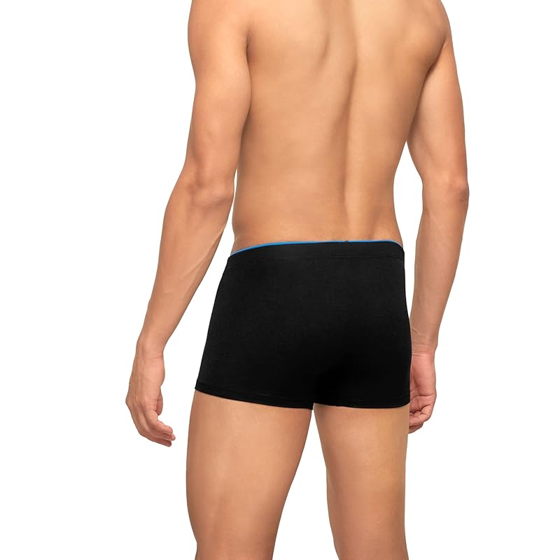 XYXX Men's Underwear Uno IntelliSoft Antimicrobial Micro Modal Trunk Pack of 5 (Dress Blue ; Coral Grey ; Black ; Heathe