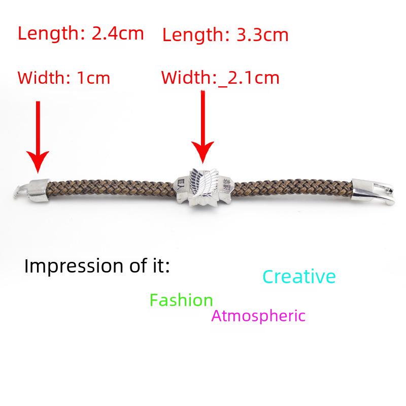 Brățară pentru bărbați împletită cu frânghie din piele din seria de desene animate Allen Giant