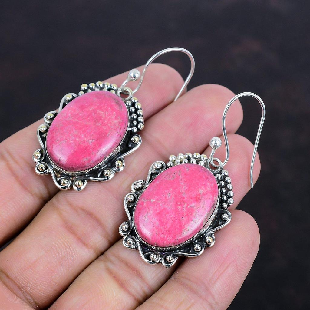 Thulite Earring 925 Sterling Silver Earring Amazing Jewelry Genuine Gemstone Earring Handmade Thulite Jewelry Gifts For Women Unique Earring