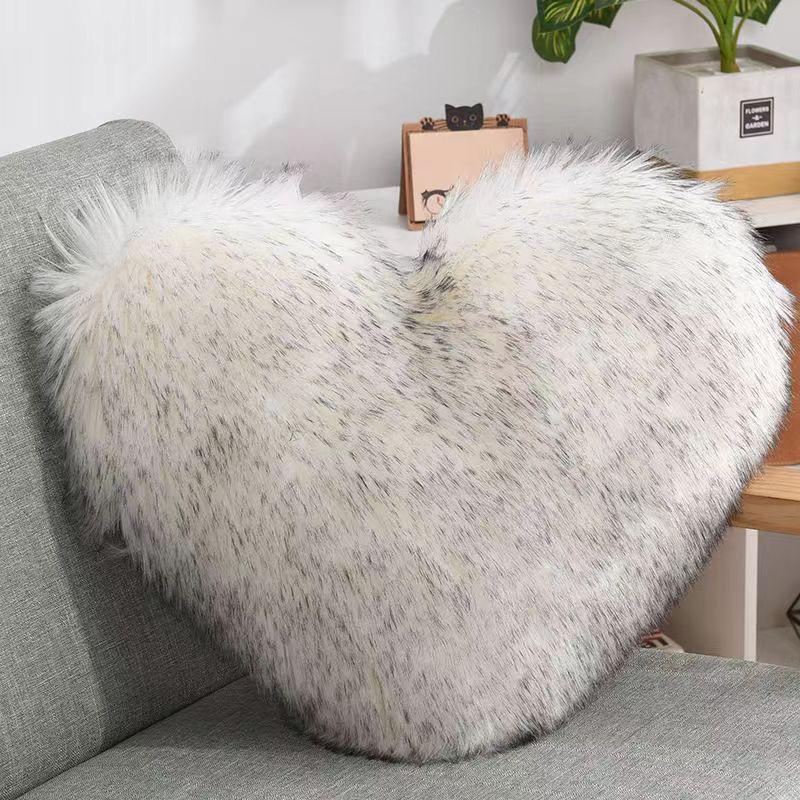 Heart-Shaped Plush Lumbar Support Cushion for Office & Sofa