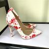 Fashion Art Graffiti Print Female Sexy Stiletto High Heel 10/12Cm Patchwork Ladies Party Pointed Toe Pumps Shoes Color Plus Size 34-46