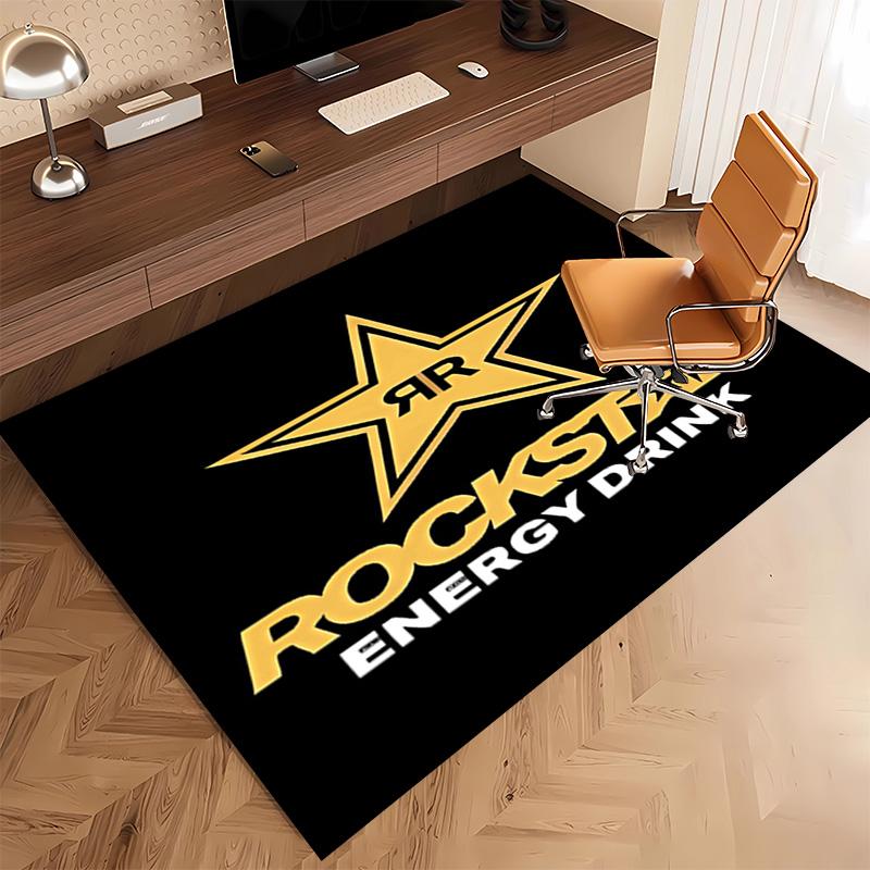 1pc Rockstar Energy Print Area Rug - Soft, Washable Non-Slip Indoor Mat, Living Room, Home Office Decorative Rug,Office Decorative