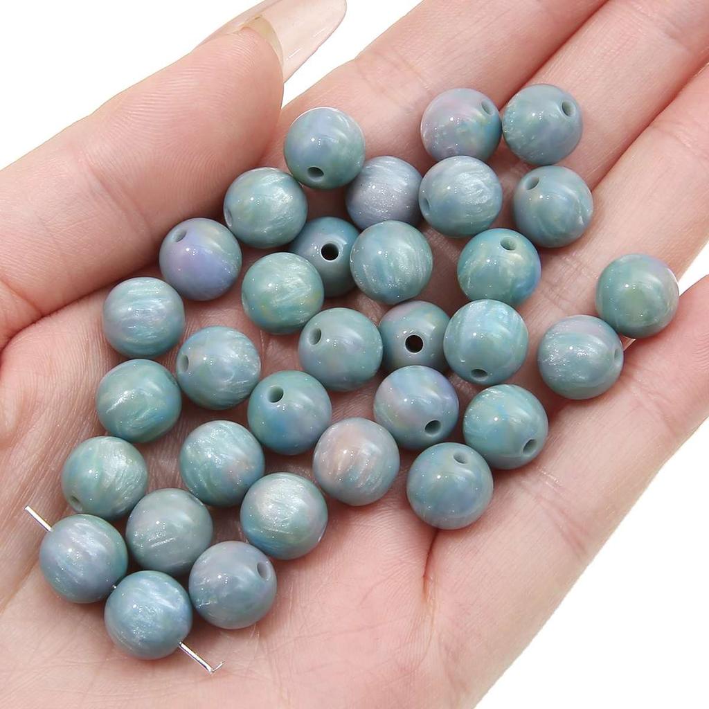 8mm/10mm/12mm Resin Beads Pattern Halo Dyeing Round Loose Spacer Beads for Necklace Bracelet Earring Keychain DIY Jewelry Making Accessories