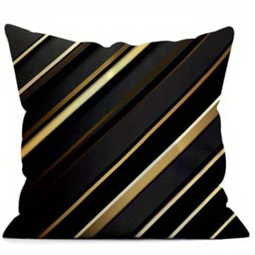 

Home Decor Modern Black & Gold Geometric Pillow Covers Pattern Cushion Cover Suitable for Sofa Bedroom Car Pillow Cover 40x40cm 16x16in