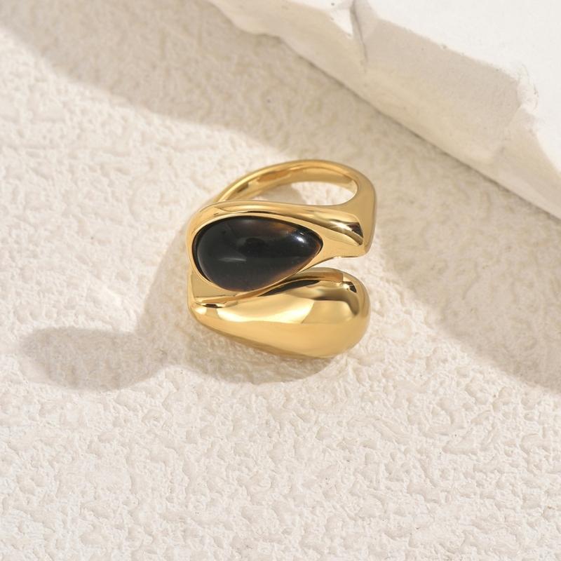 Simple Adjustable Opening Rings Fashion Geometric Pearls Rings Copper Texture Suitable for Wedding and Parties Wear