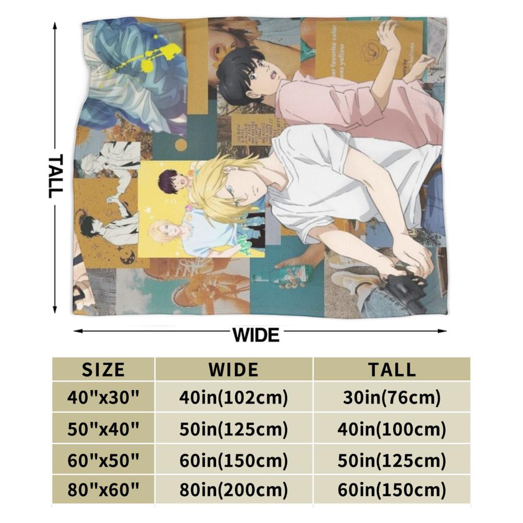 Banana Fish Anime Merch Blanket Warm Cozy Fluffy  Throw Blankets for Sofa 50x60 Inches Multi-size Bedspread