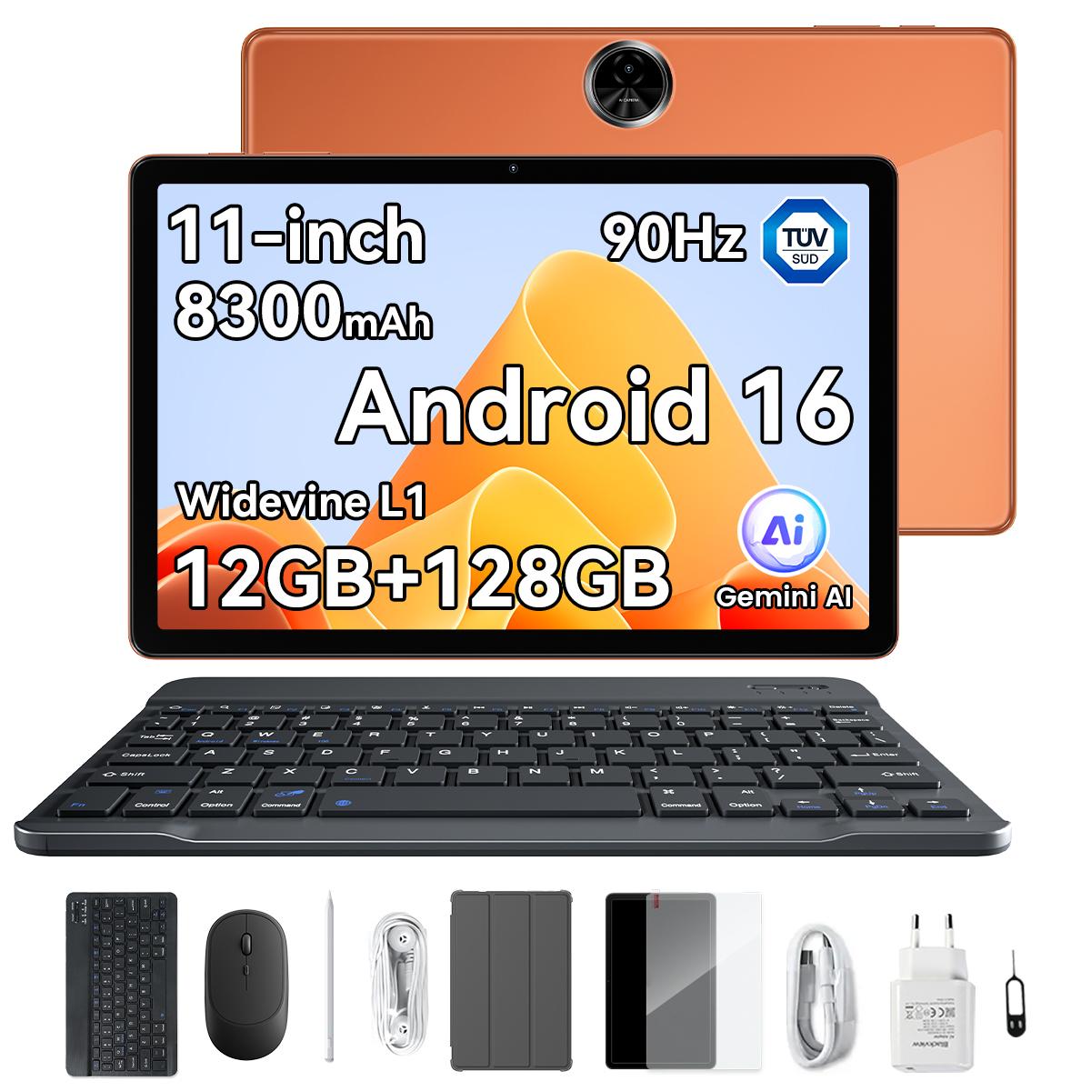 Blackview ZENO 5 Tablet 11 Zoll 90Hz 32GB+128GB 8300mAh Android 16 TÜV SÜD Widevine L1 PC-Gaming-Tablet 4G LTE 12+128 orange