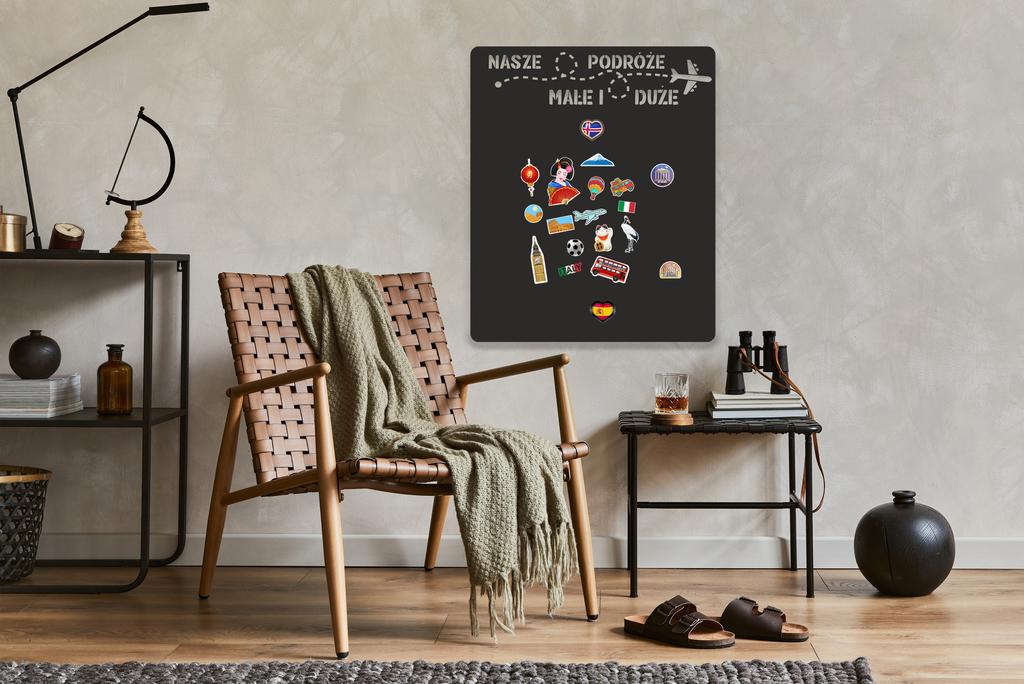 Quadro magnético para ímanes de viagens Autocolante de parede 58x70