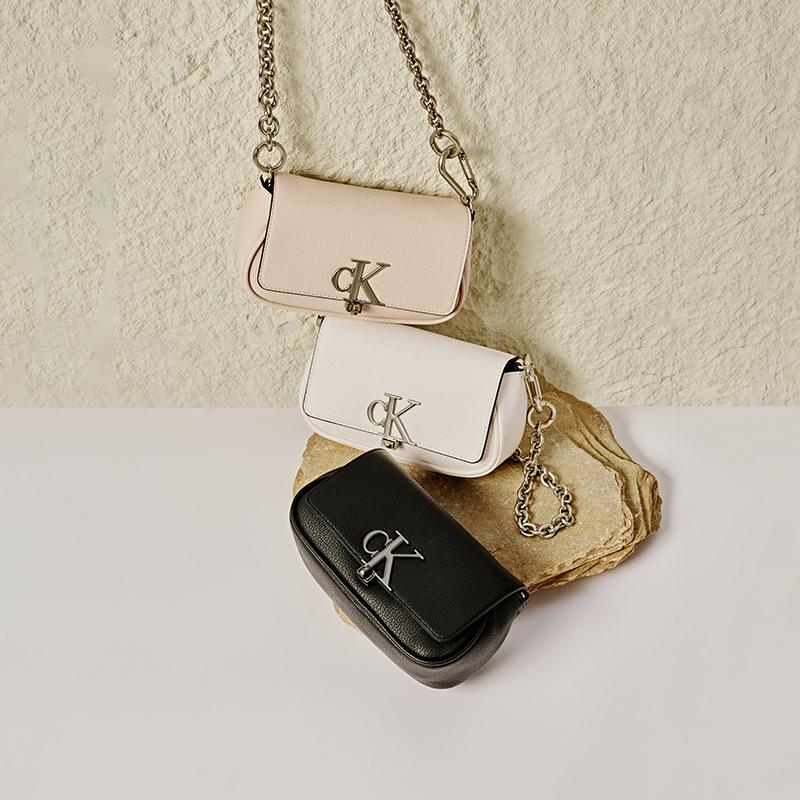 Calvin Klein Fashionable Elegant Minimalist Letter Twist Lock Flap Chain Shoulder Bag Women Shoulder Bag Black DH3240-001