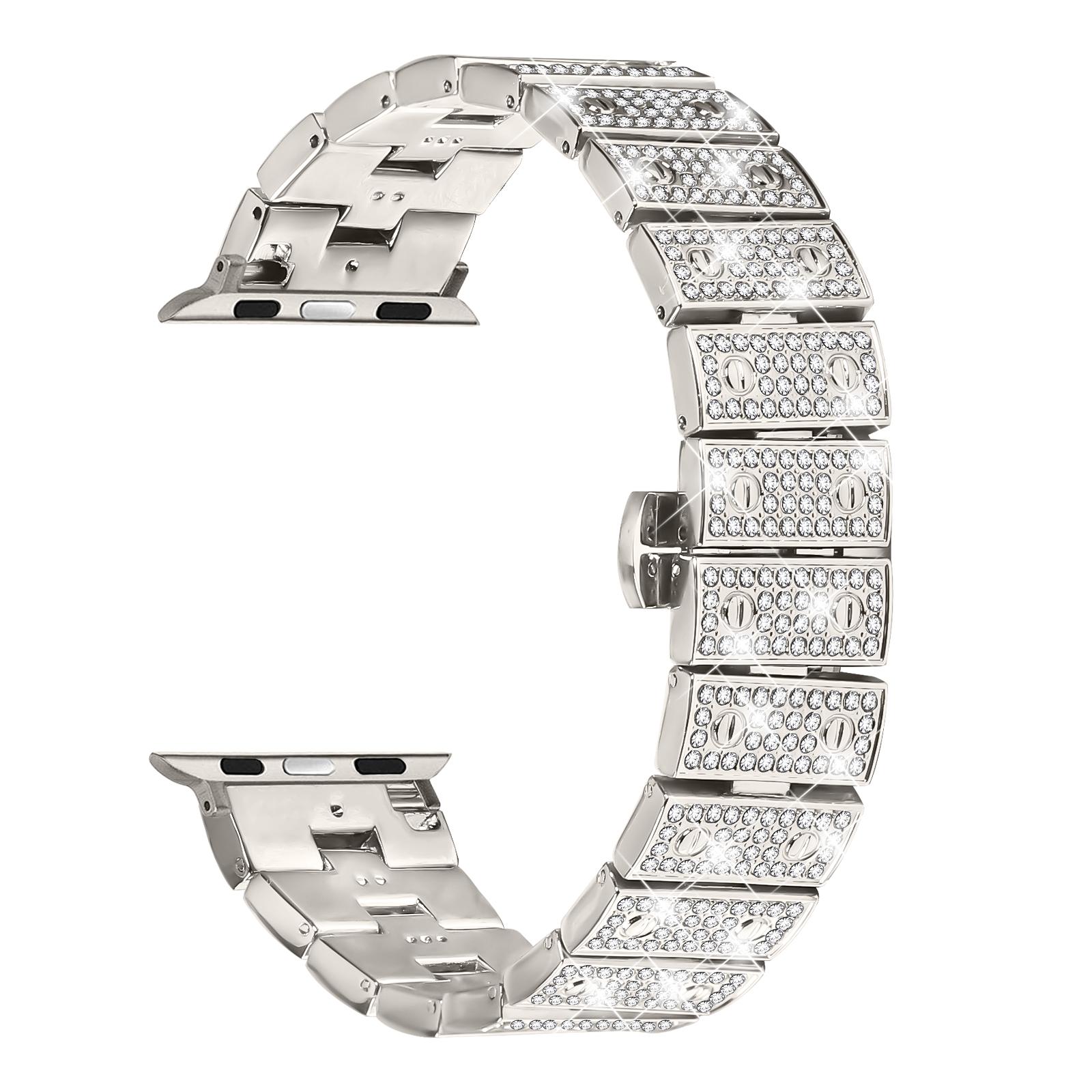 

Watch Band For Apple Watch Ultra 3 2 1 49mm/Series 11 10 46mm/9 8 7 45mm/SE3 SE2 SE 6 5 4 44mm/3 2 1 42mm Alloy Rhinestones Decor Strap E