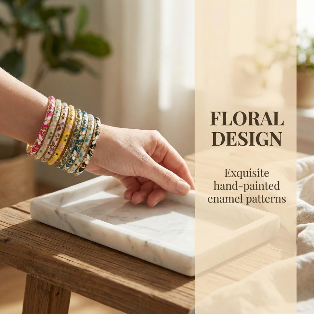 Enamel Vintage Cloisonne Bangle Traditional Women's Hand Bracelet Gifts for Women Girl