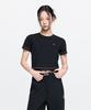 Emelbi Women'S Basic Small Logo Slim Crop Fit Short Sleeve T-Shirt La (Black)