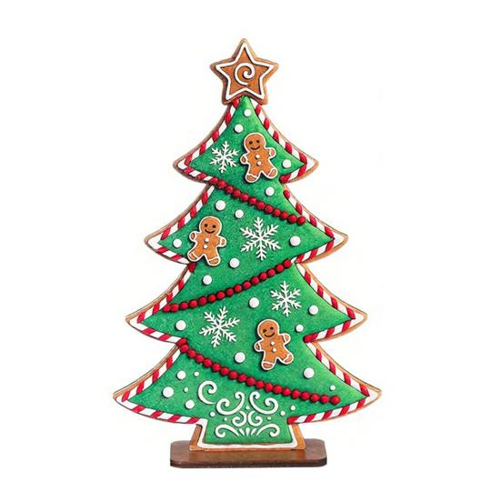 

Christmas Tree Decor Candy Colors Gingerbread Man Design Wood Tabletop Decoration Wall Fireplace Shelf Ornament Gift