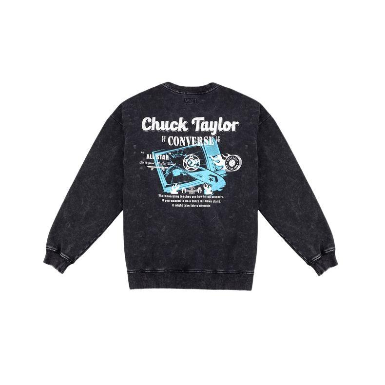 Converse Sweatshirts Unisex Blue Gray Crew Neck Moderate UCJ123-023