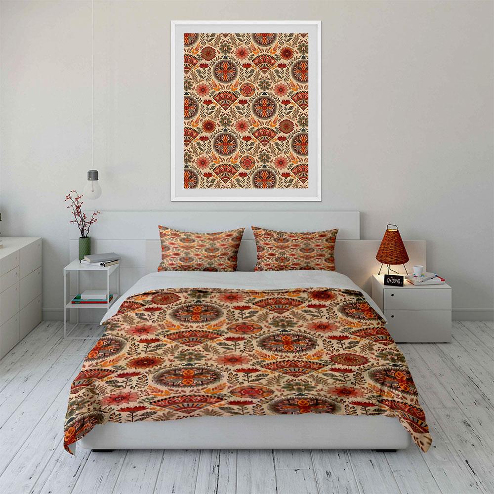 Floral Medallions and Leaves. Bedding Sets Duvet Cover Sets Duvet Covers Pillowcases(1* Duvet Cover 2* Pillowcases Without Duvet Insert)