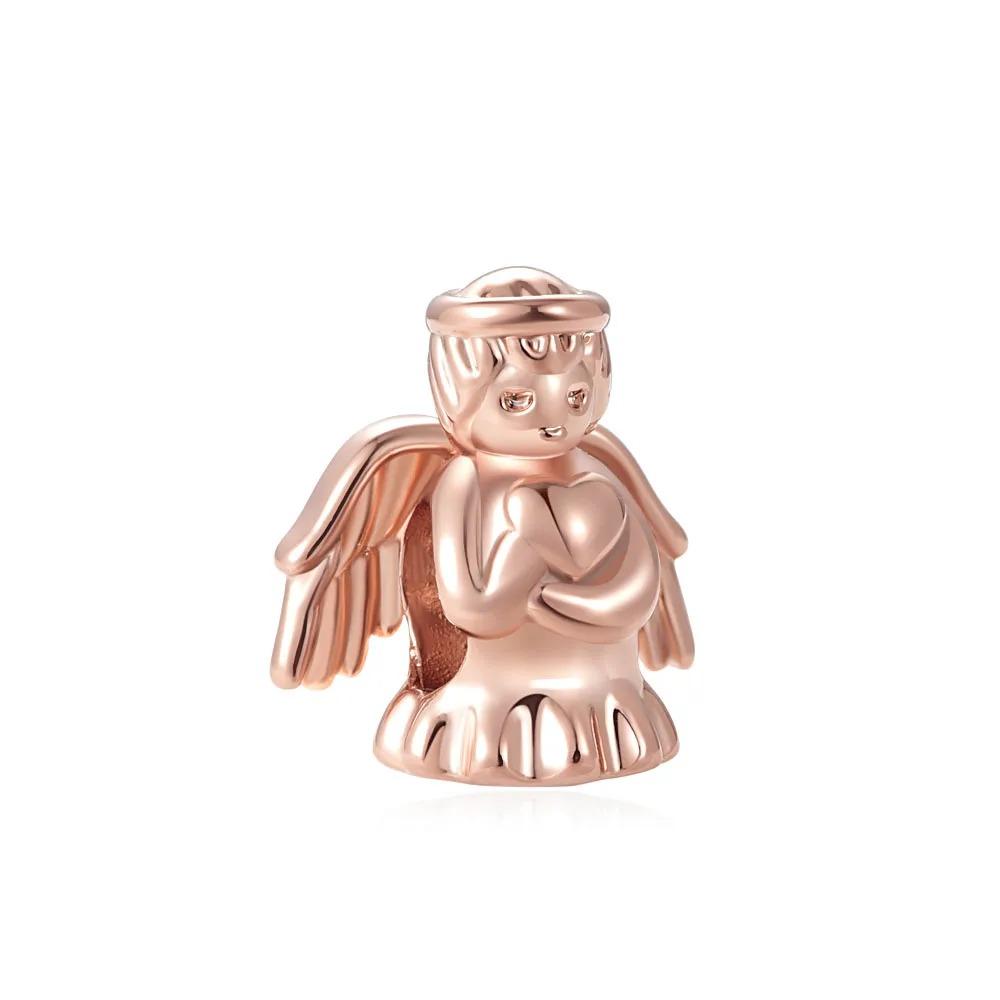 925 Rose Gold Anchor Angel Leaf Charm Bead Chain For DIY Bracelet Jewelry Ladies Accessories