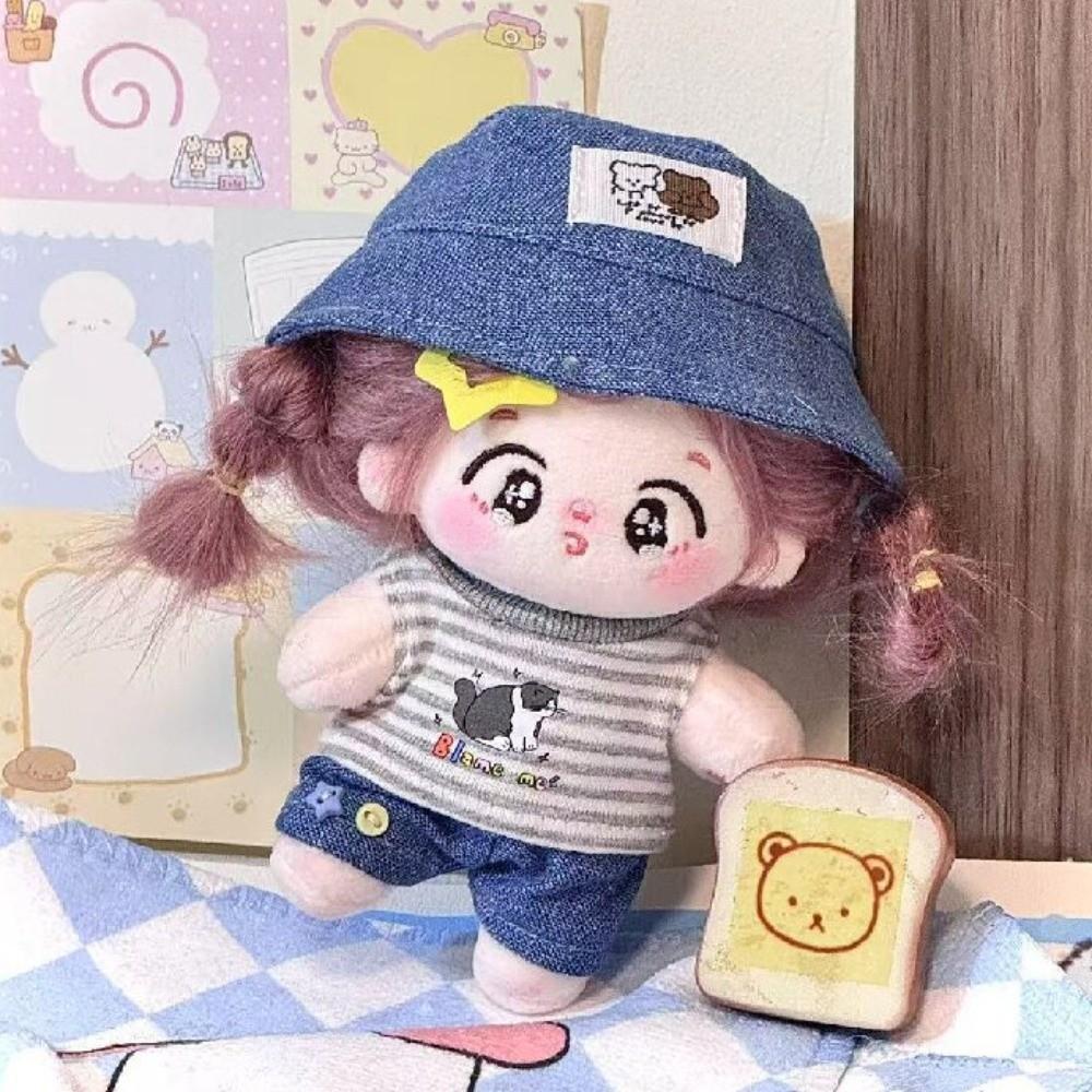 1 set Cowboy Hat 10/20cm Cotton Doll Clothes Striped T-shirt 10cm Doll Clothes  Doll Accessories
