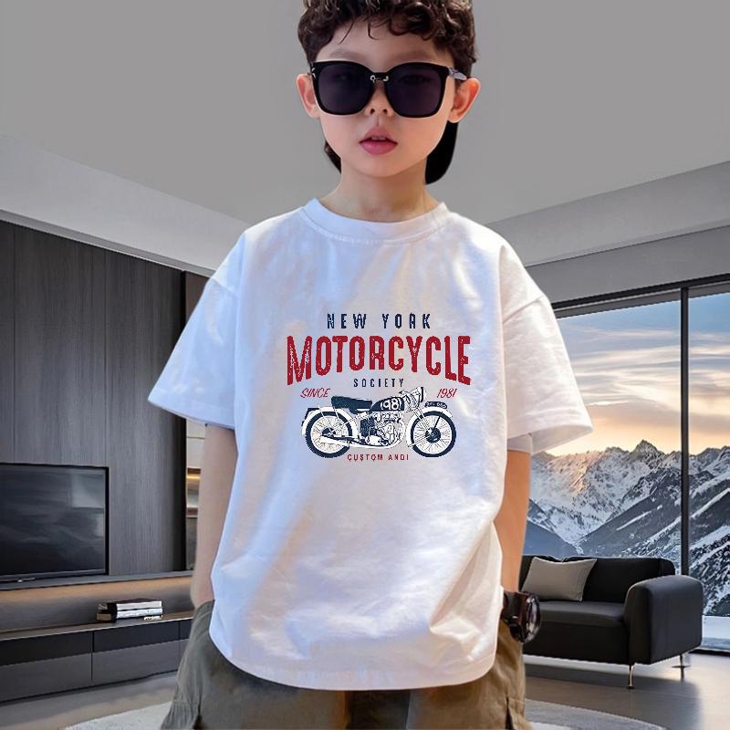 Boys Summer Cotton Short Sleeve T Shirt Loose Fit Casual Top For Big Kids 110