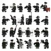 24 Building Block Minifigures Black Swat Special Forces Riot Military Scene Boy Toy Pyp