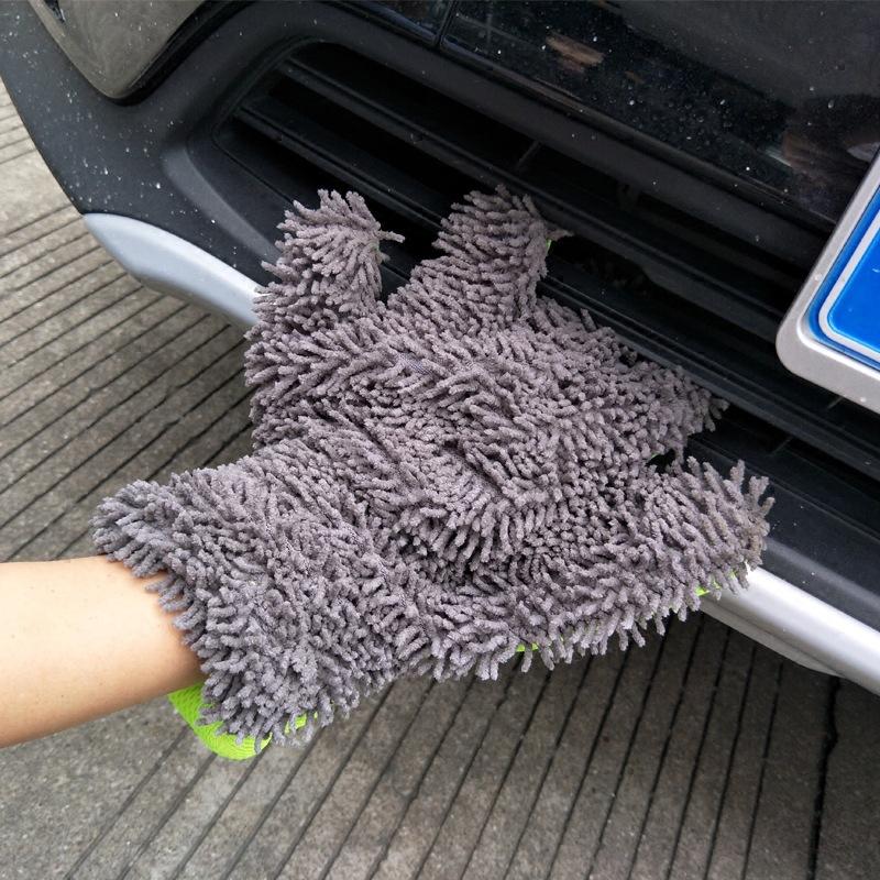 Car Washing Gloves 5 Finger Soft Multifunction Double-sided Cleaning Brush for Car and Motorbike Washing Drying Mitts