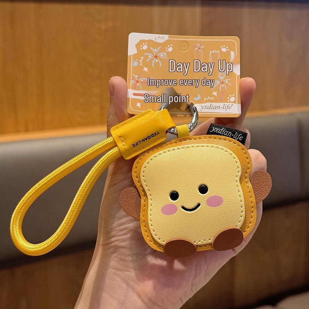 Original Milk Carton Pineapple Bun Toast Cartoon Leather Keychain Pendant, Customizable & Cute.