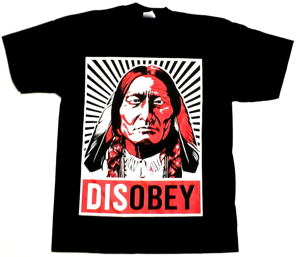 INDIAN T-Shirt DISOBEY Native American Warrior Chief Tee Men's Black New Unisex T-Shirt