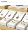 Beige PU Leather Jadeite Jewelry Display Stand for Rings and Pendants
