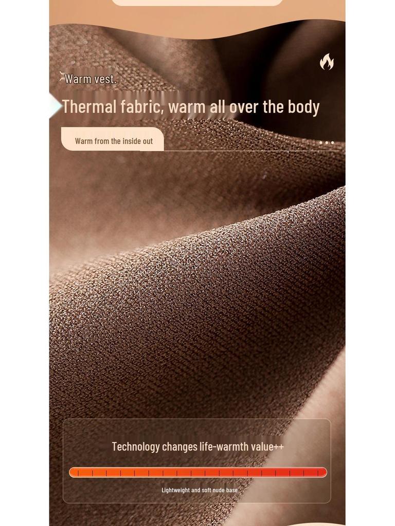 Autumn/Winter Seamless Cloud Nude Skin Warm Vest with Fixed Cups for Women