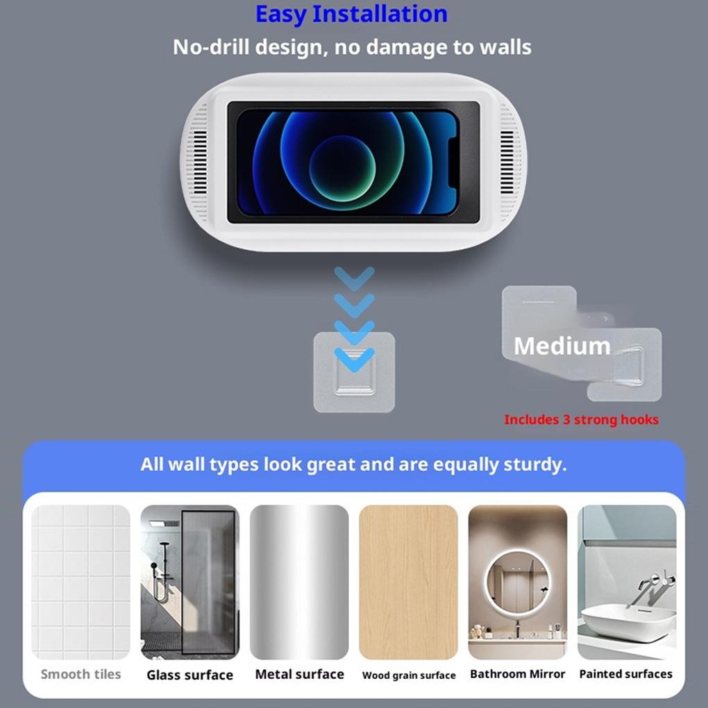 Waterproof Shower Holder Adjustable Rating Phone Waterproof Waterproof Phone Dual Sound Holes Phone Holder Anti-Fog