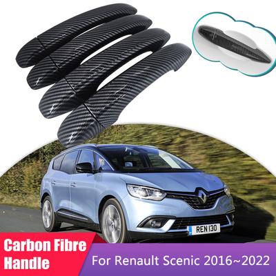 Carbon Fiber Door Handle Cover for Renault Scenic 4 MK4 IV 2016 2017 2018     Car Styling Accessories Stickers