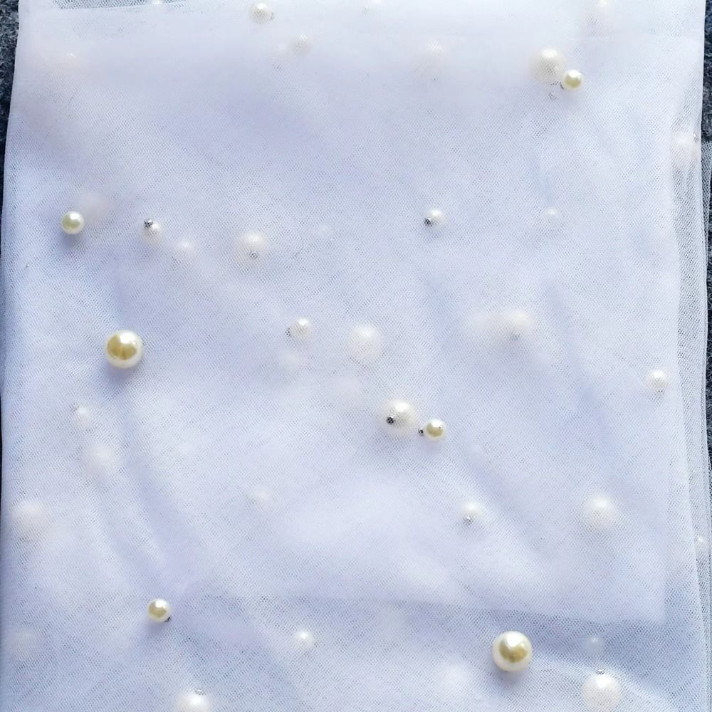 Vintage Pearls Tulle Bridal Veil Pearls Wedding veil Elegant Waist Length Drop Veil  Wedding Dress