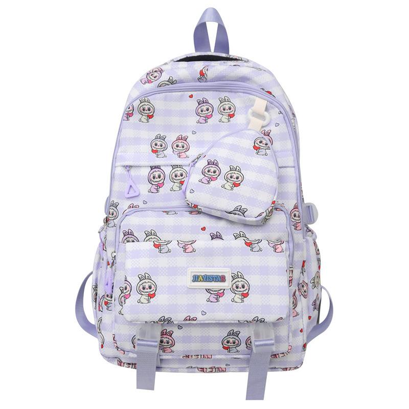 School Bag Rab Print Student School Bag, Female Primary School Students, Junior High School Students, Large Capacity School Backpack, Short-distance