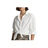 Polo Ralph Lauren SS23 Solid Loose Fit Linen Point Collar Long Sleeve Shirt Women shirts White WMPOSHTNDO20328-100