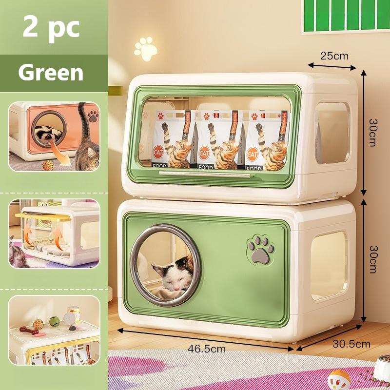 Double Layer Pet Cat Cage Plastic Detachable Cat Shelter Foldable Ventilated Semi Enclosed Cat Bed Home Indoor Use Cat House